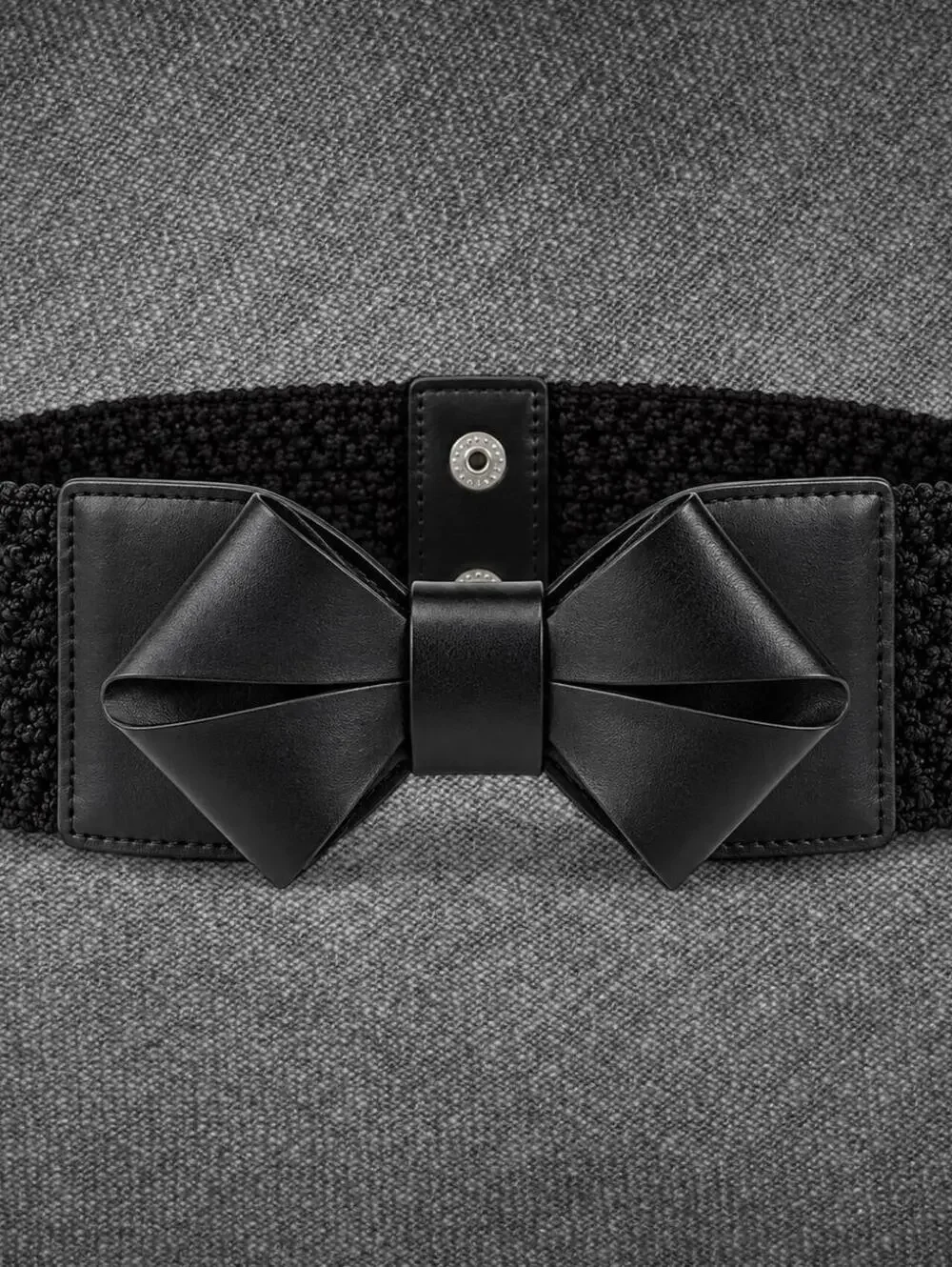 Black Stretch Waist Belt Bow Front Size XS